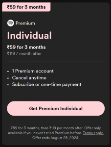 Spotify Premium 3 Months for ₹59